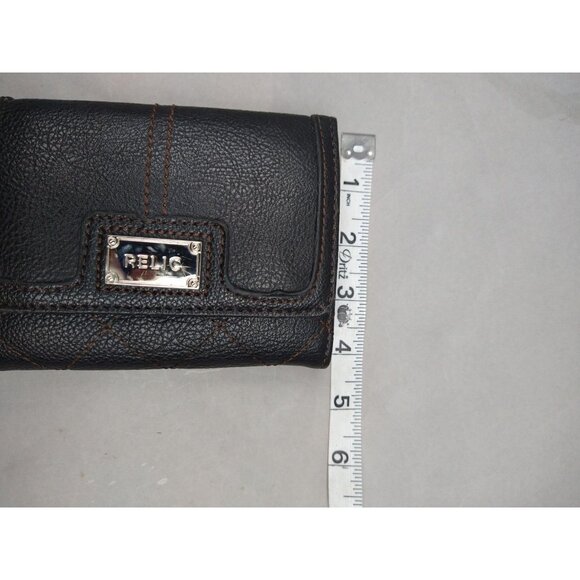 Relic Leather Wallet Brown Zip Pocket Coin Purse Card Slots Bi-Fold Wallet - Picture 8 of 12